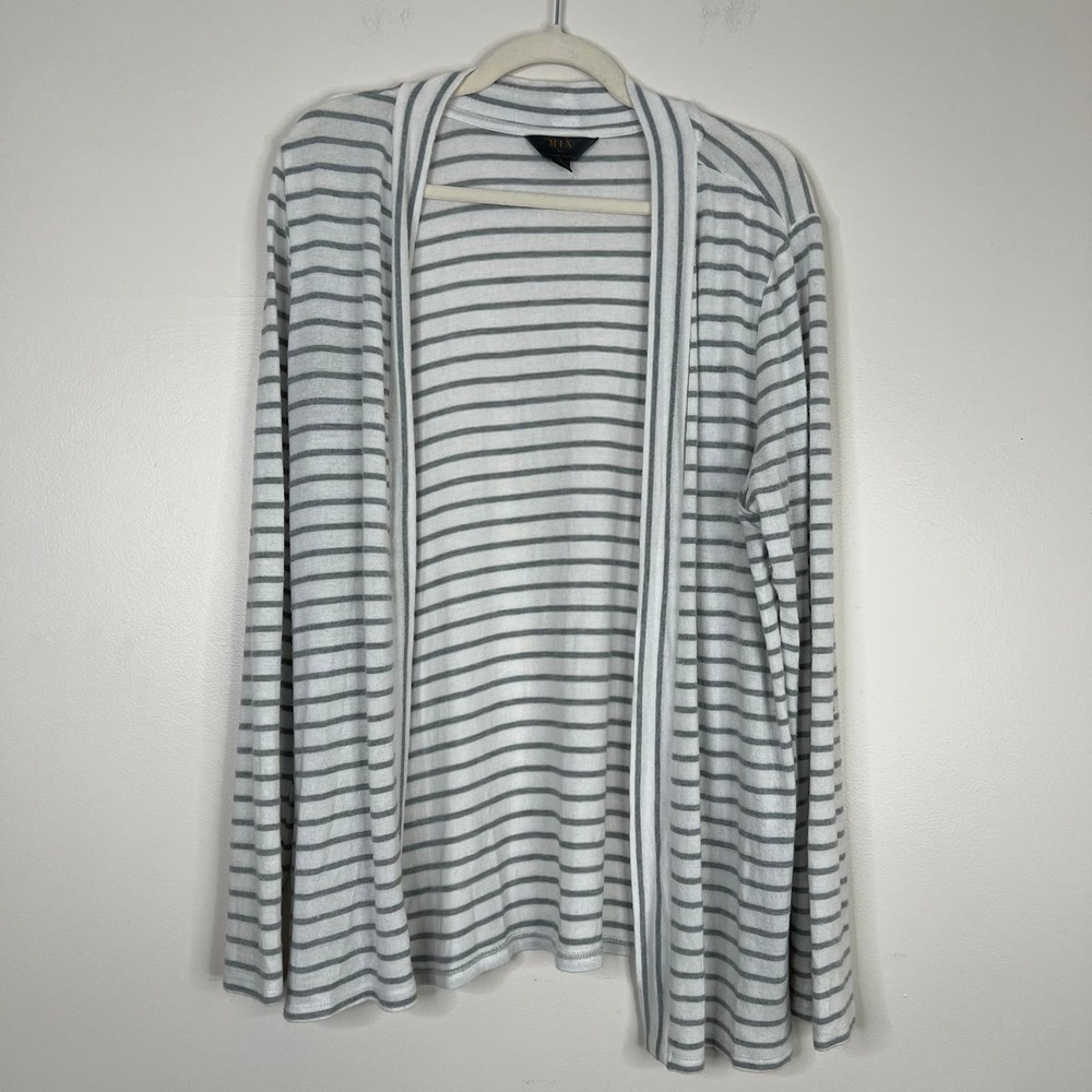 MIX by 41 Hawthorn‎ Striped Open Front Longline Lightweight Cardigan Size XL